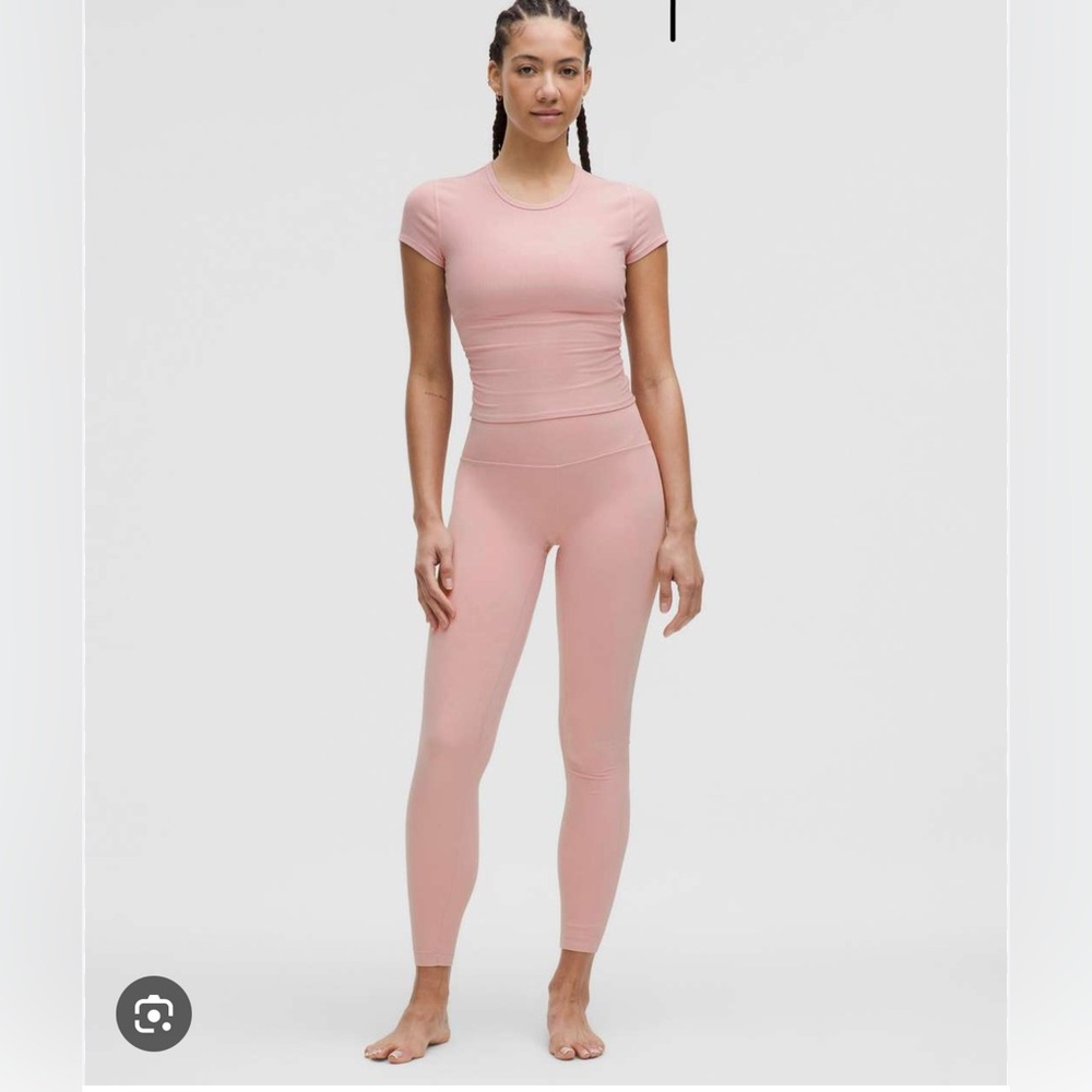 Lululemon all it takes back-twist ribbed short-sleeve shirt PINK HAZE size 8